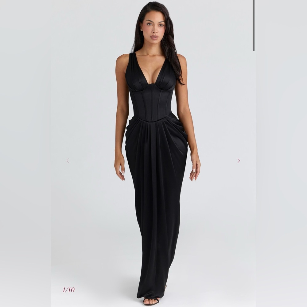 House of CB ANGELINE
Black Satin Hourglass Maxi Dress - Limited Edition